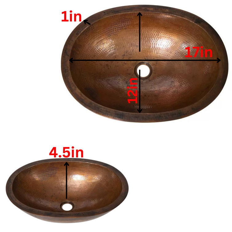 Ambiente 19'' Oval Hammered Copper Vessel Sink in Bronze Finish