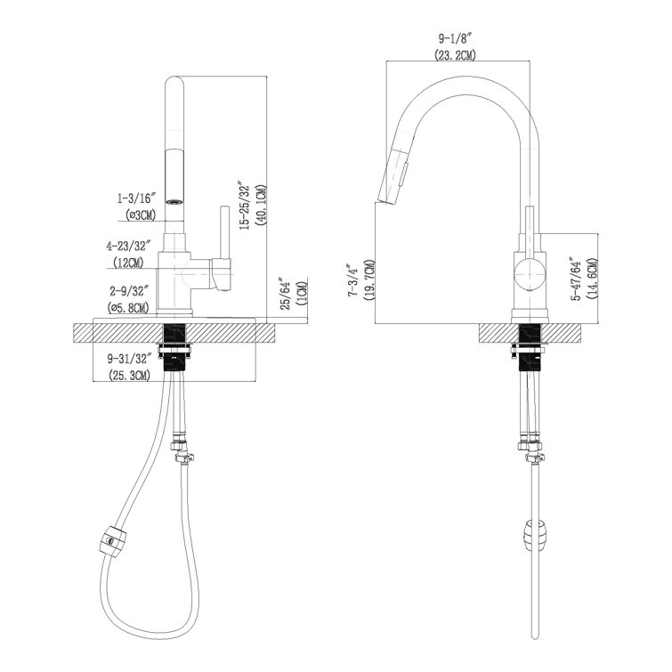 Matte Black Single-Hole Pull-Out Spray Kitchen Faucet