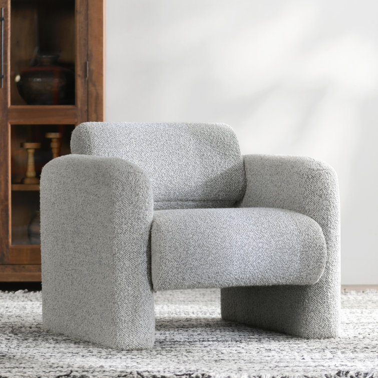 Mercury Gray Handcrafted Boucle Fabric Accent Chair