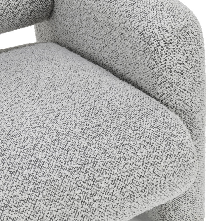 Mercury Gray Handcrafted Boucle Fabric Accent Chair