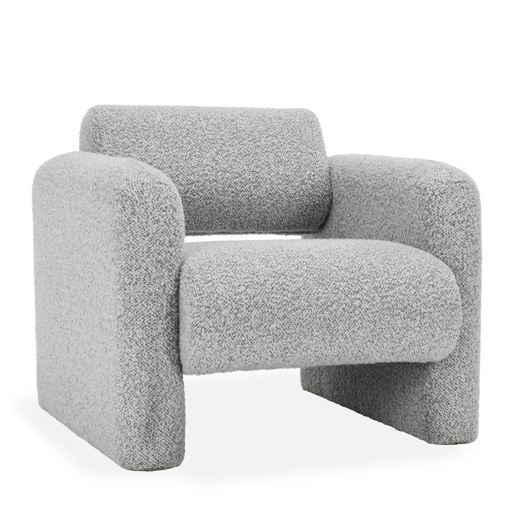 Mercury Gray Handcrafted Boucle Fabric Accent Chair