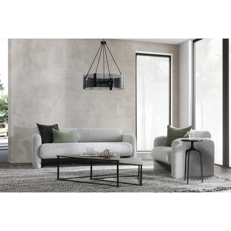Mercury Gray Handcrafted Boucle Fabric Accent Chair