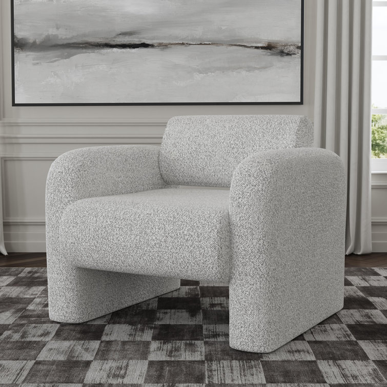 Mercury Gray Handcrafted Boucle Fabric Accent Chair