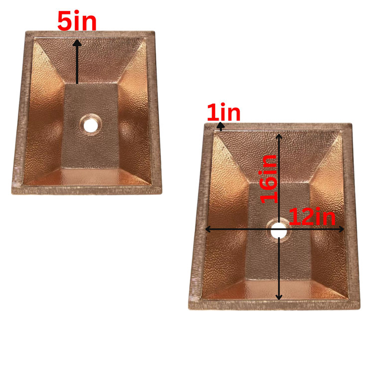 18" Rectangular Hammered Copper Undermount Vessel Sink