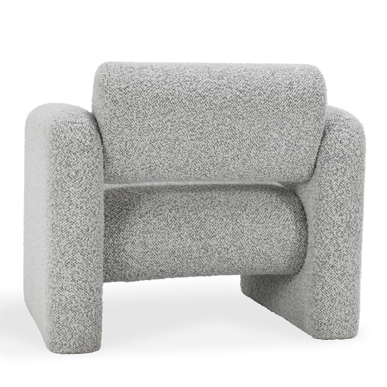 Mercury Gray Handcrafted Boucle Fabric Accent Chair