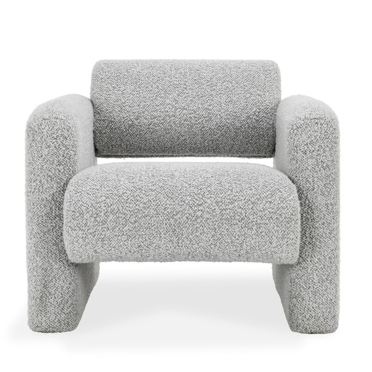 Mercury Gray Handcrafted Boucle Fabric Accent Chair