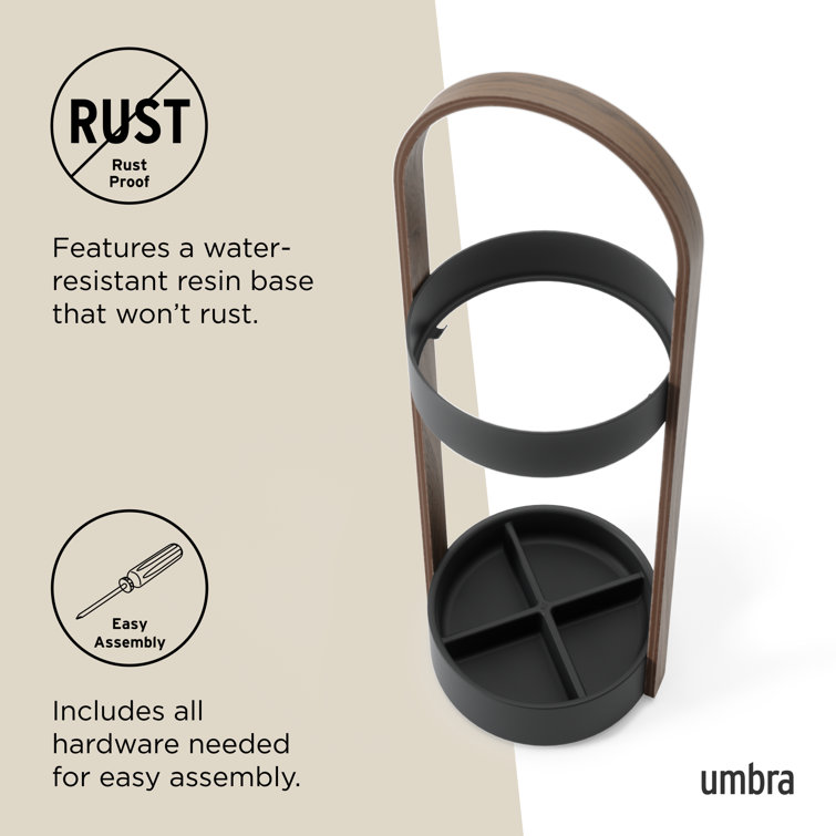 Bellwood Resin-Based Water-Resistant Umbrella Stand with Wood Veneer