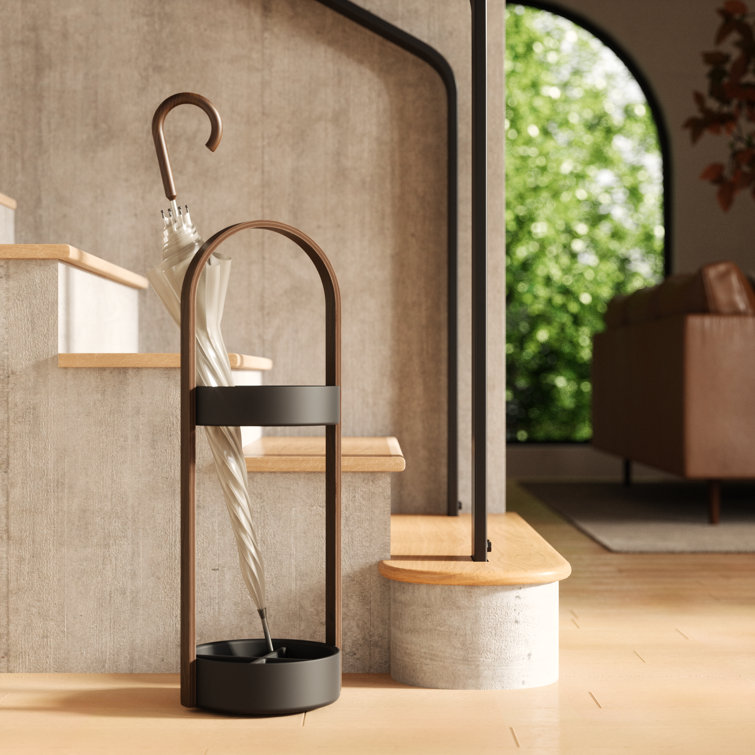 Bellwood Resin-Based Water-Resistant Umbrella Stand with Wood Veneer