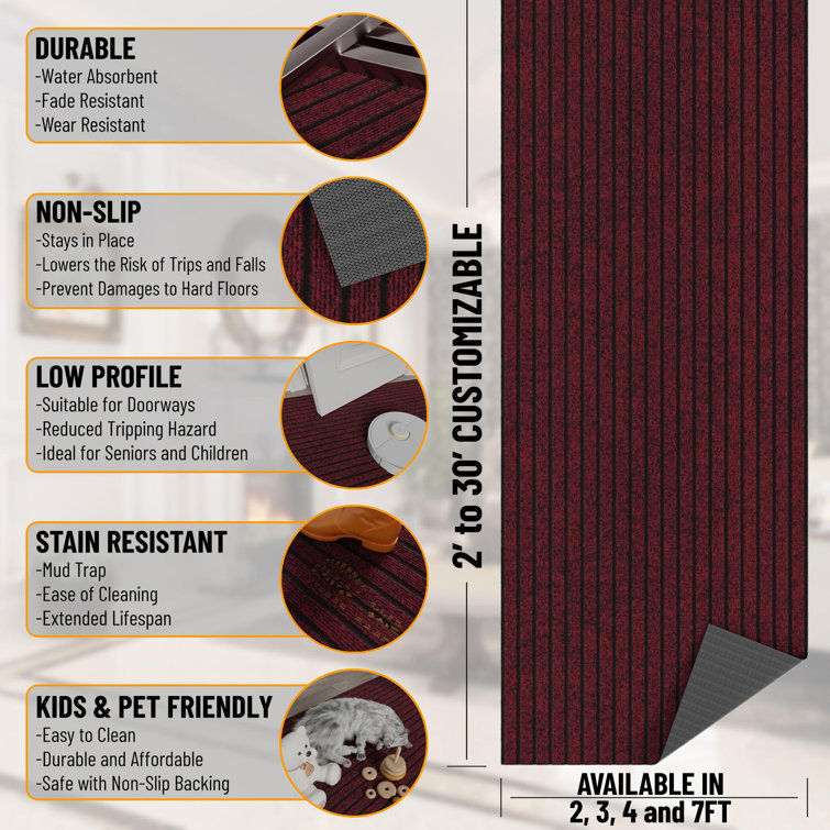 Gray Ribbed Polyester Utility Garage and Patio Rug 5' x 6'11"