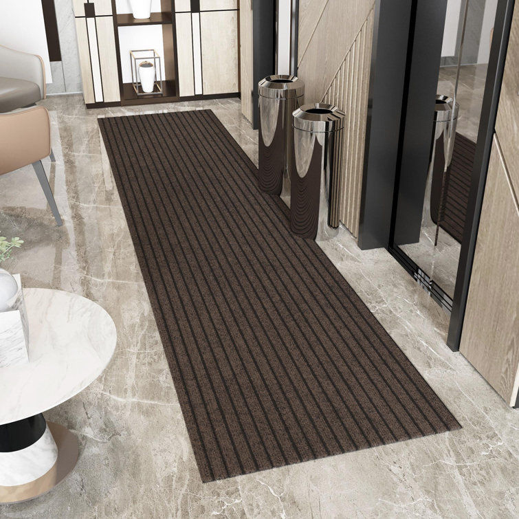 Gray Non-Slip Synthetic Indoor/Outdoor Runner Rug, 2' x 10'