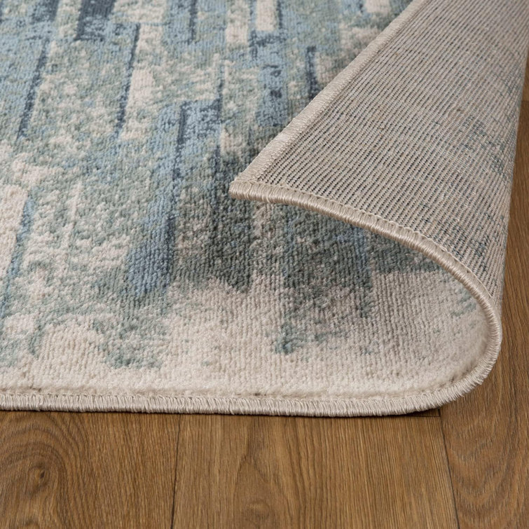 Culver Washed Brick Blue Abstract 4'x6' Synthetic Area Rug