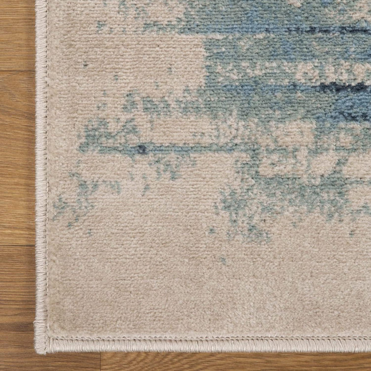 Culver Washed Brick Blue Abstract 4'x6' Synthetic Area Rug
