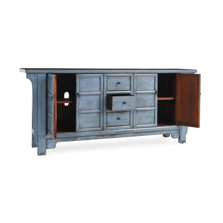Crafton Blue Reclaimed Pine Wood 4-Door Sideboard