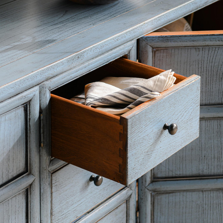 Crafton Blue Reclaimed Pine Wood 4-Door Sideboard