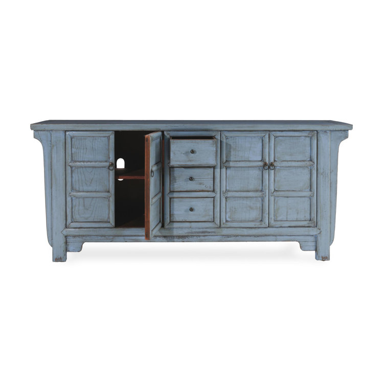 Crafton Blue Reclaimed Pine Wood 4-Door Sideboard