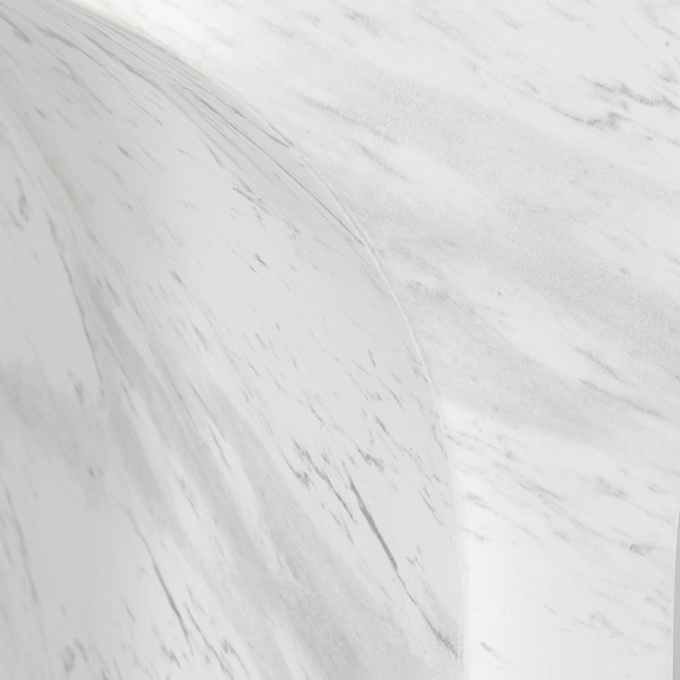 Elegant White Marble Outdoor End Table with Arched Design