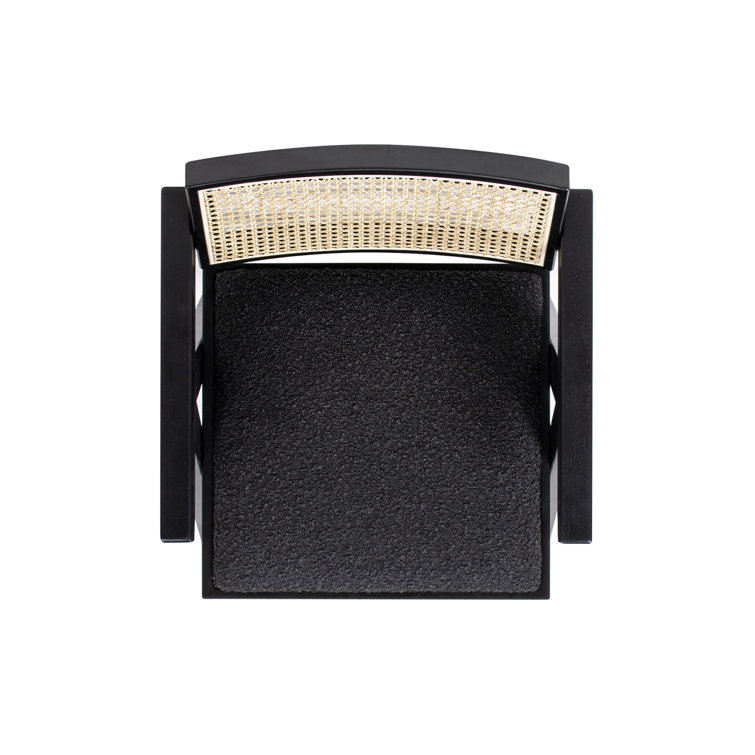 Milan 25.5'' Black Boucle Bar Stools with Cane Back, Set of 3
