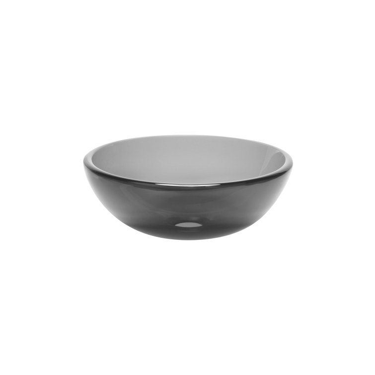 12-Inch Clear Grey Tempered Glass Vessel Sink