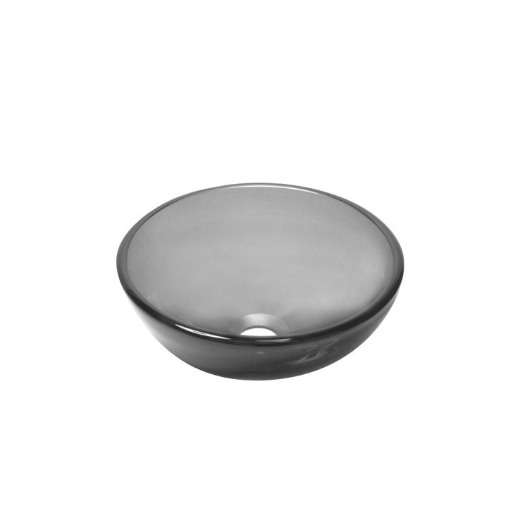 12-Inch Clear Grey Tempered Glass Vessel Sink