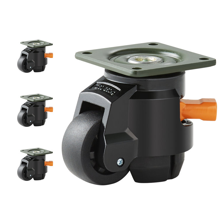 Heavy Duty 2-Inch Polyurethane Swivel Leveling Casters with Brake