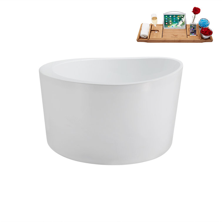 43.3'' Glossy White Round Acrylic Freestanding Soaking Tub
