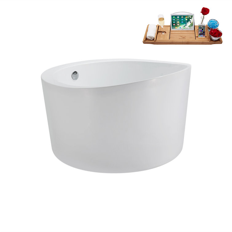 43.3'' Glossy White Round Acrylic Freestanding Soaking Tub