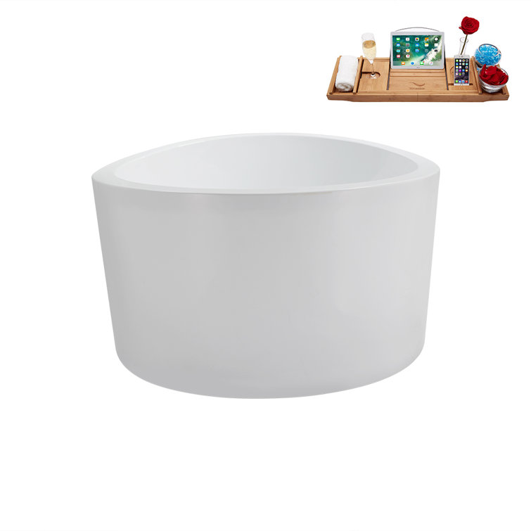 43.3'' Glossy White Round Acrylic Freestanding Soaking Tub
