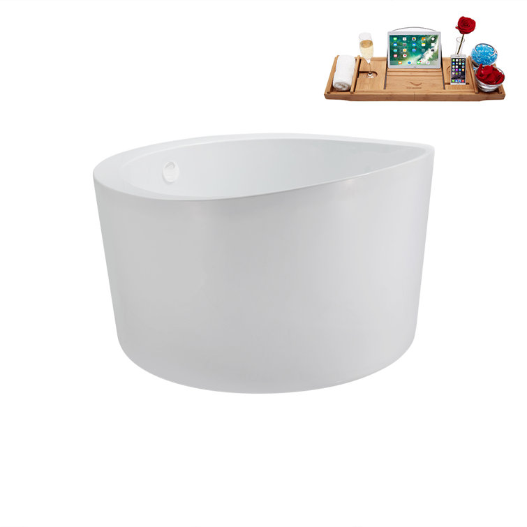 43'' Glossy White Acrylic Freestanding Soaking Bathtub