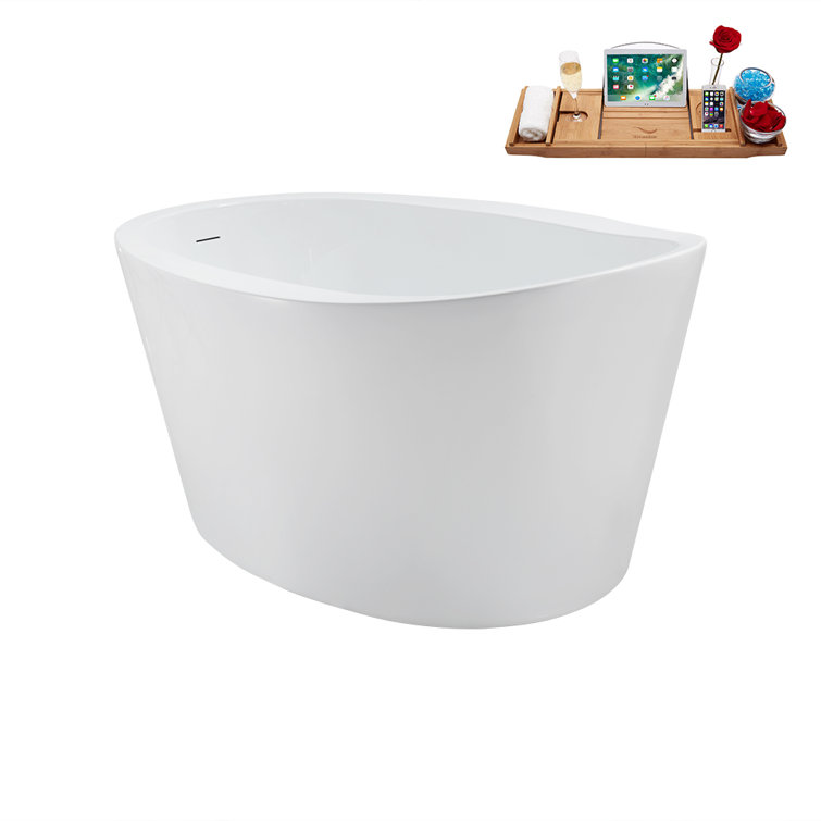 51'' Glossy White Acrylic Freestanding Soaking Bathtub