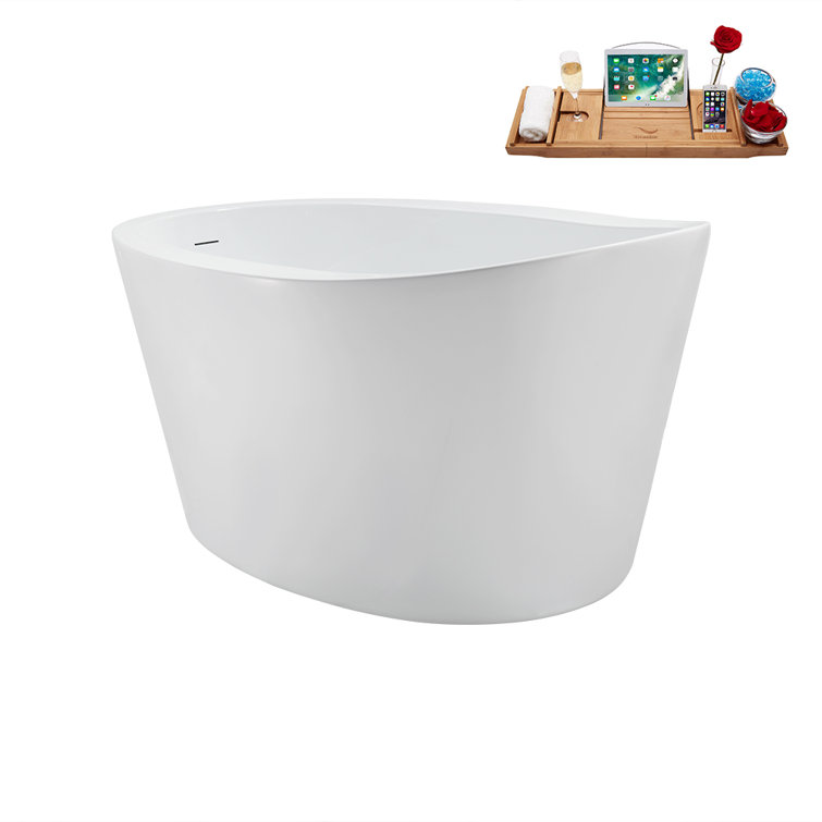 51'' Glossy White Acrylic Freestanding Soaking Bathtub