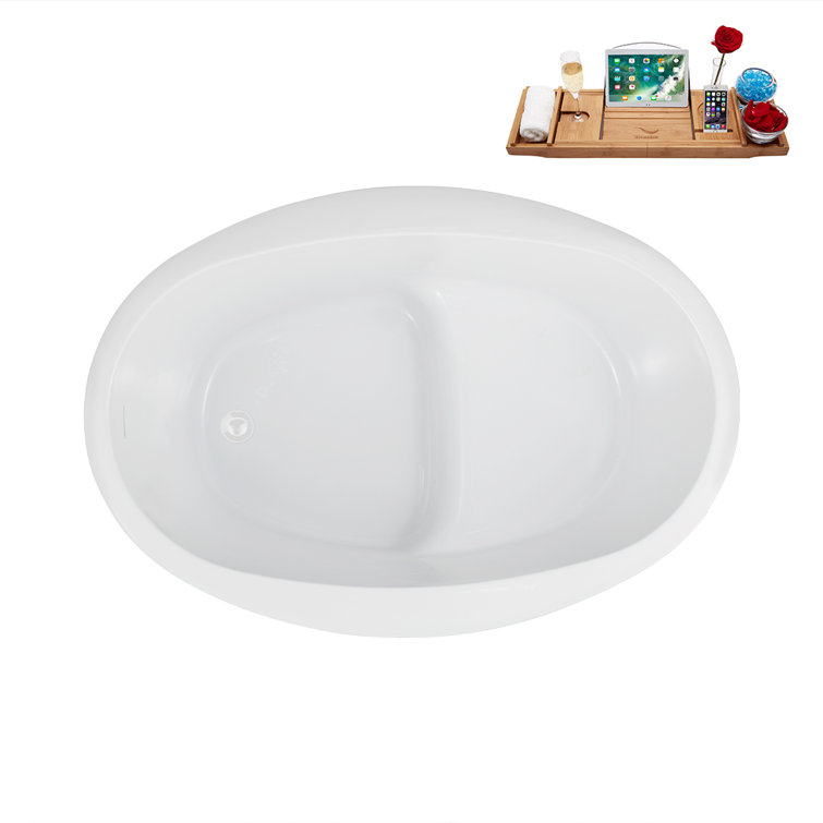 51'' Glossy White Acrylic Freestanding Soaking Bathtub