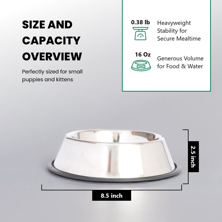 16 oz Stainless Steel Non-Skid Pet Bowl