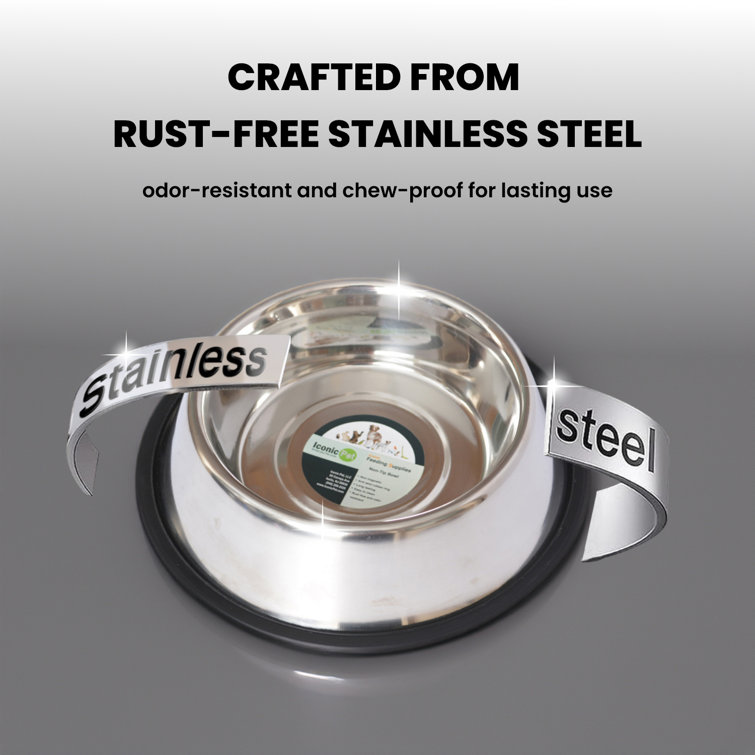 Stainless Steel Non-Skid Pet Bowl with Rubber Base, 64 Oz
