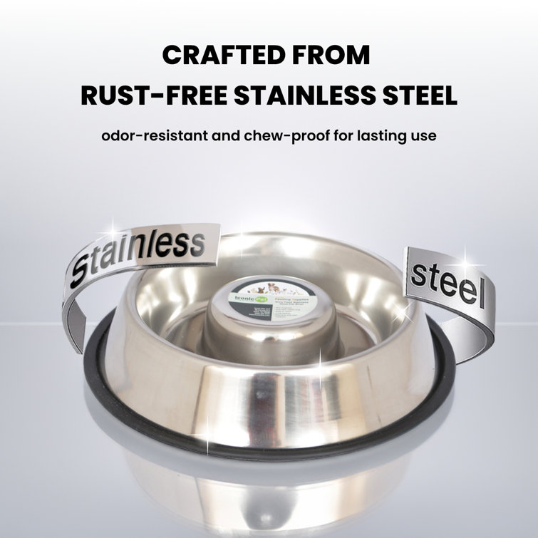 Large Stainless Steel Anti-Skid Slow Feeder Pet Bowl