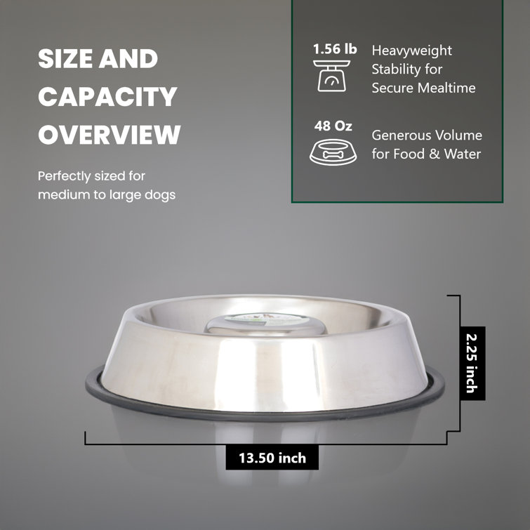 Large Stainless Steel Anti-Skid Slow Feeder Pet Bowl