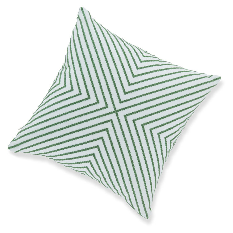 Green and White Embroidered Diamond 16" Square Pillow Set