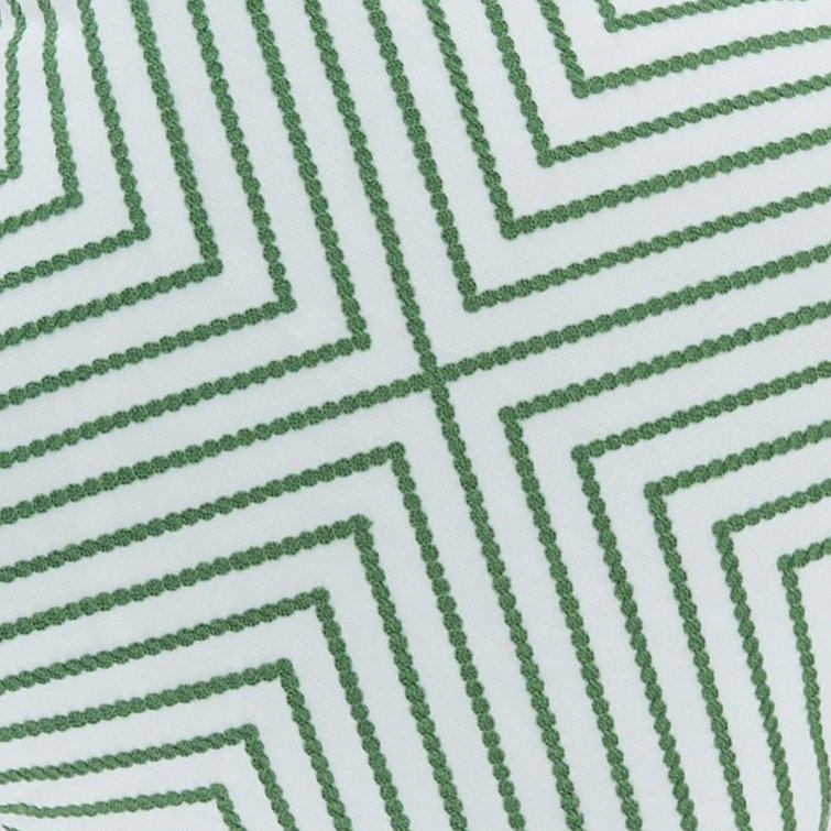 Green and White Embroidered Diamond 16" Square Pillow Set