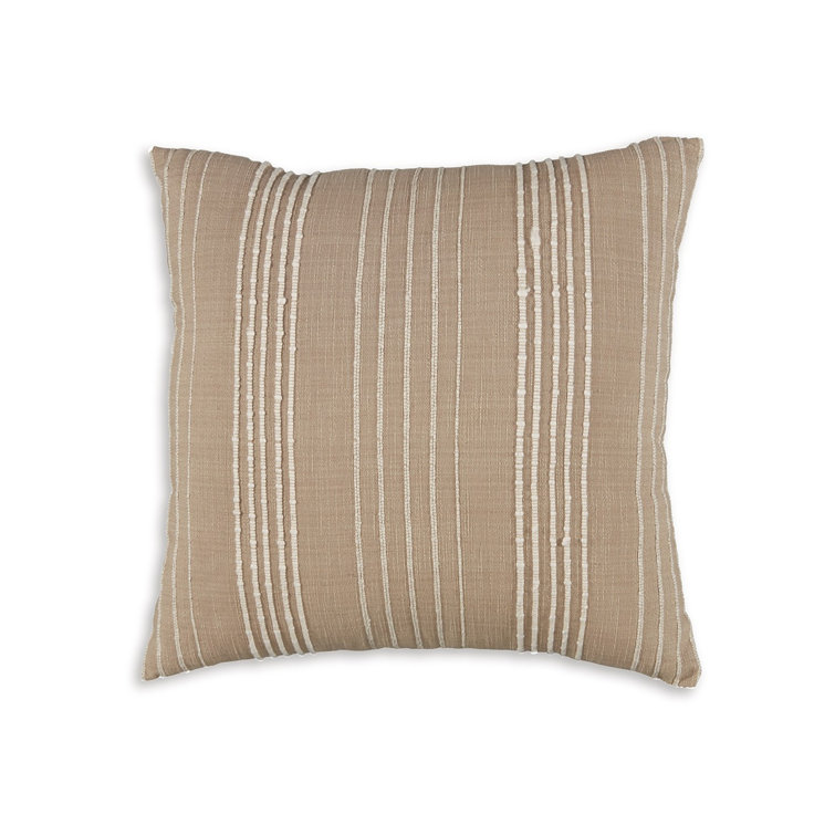 Beige and White Cotton Striped 20" Pillow Set of 4