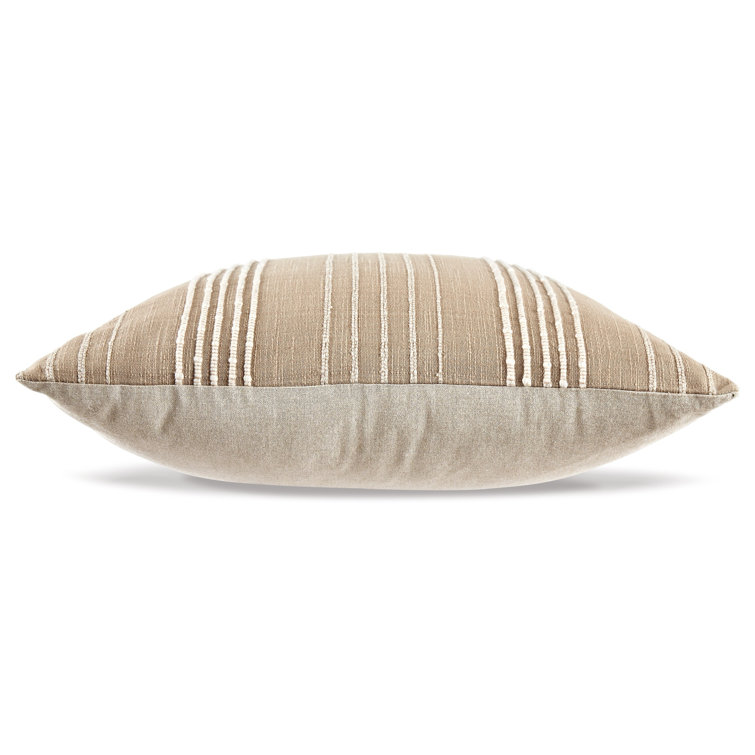 Beige and White Cotton Striped 20" Pillow Set of 4