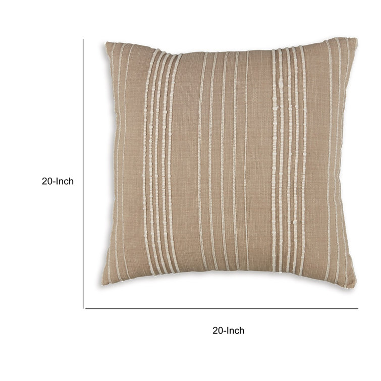 Beige and White Cotton Striped 20" Pillow Set of 4