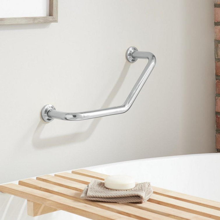 Lenoir 16-3/4" Chrome Angled Metal Wall Mount Grab Bar