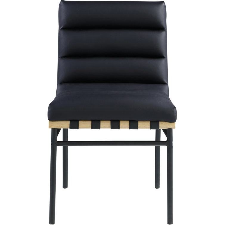 Burke Black Faux Leather Upholstered Side Chair with Metal Frame