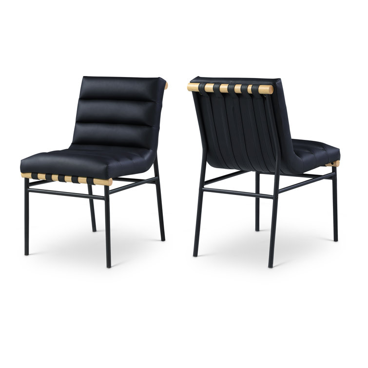Burke Black Faux Leather Upholstered Side Chair with Metal Frame