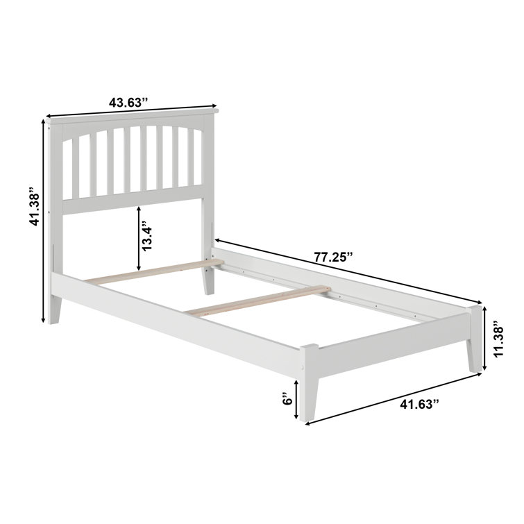 Walnut Twin Mission Wood Bed Frame with Headboard