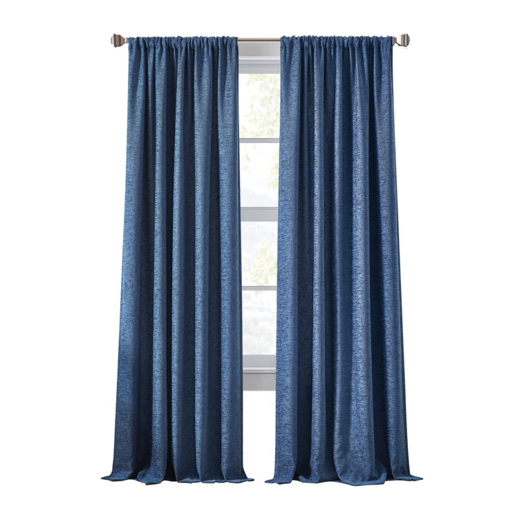 Indigo Polyester Room Darkening Rod Pocket Curtains, 50in x 84in