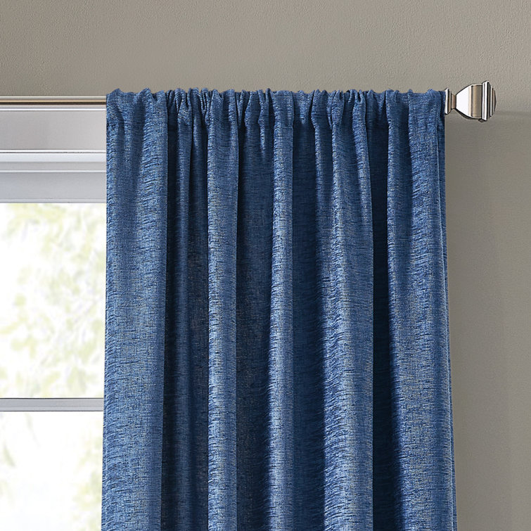 Indigo Polyester Room Darkening Rod Pocket Curtains, 50in x 84in