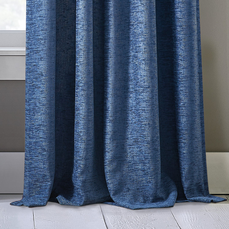 Indigo Polyester Room Darkening Rod Pocket Curtains, 50in x 84in