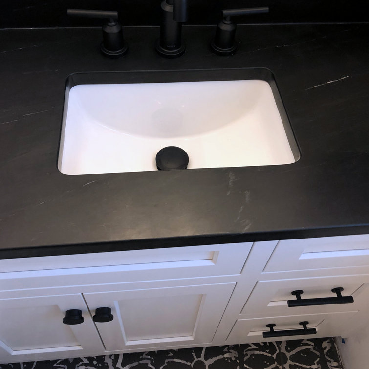 White Ceramic Rectangular Undermount Bathroom Sink