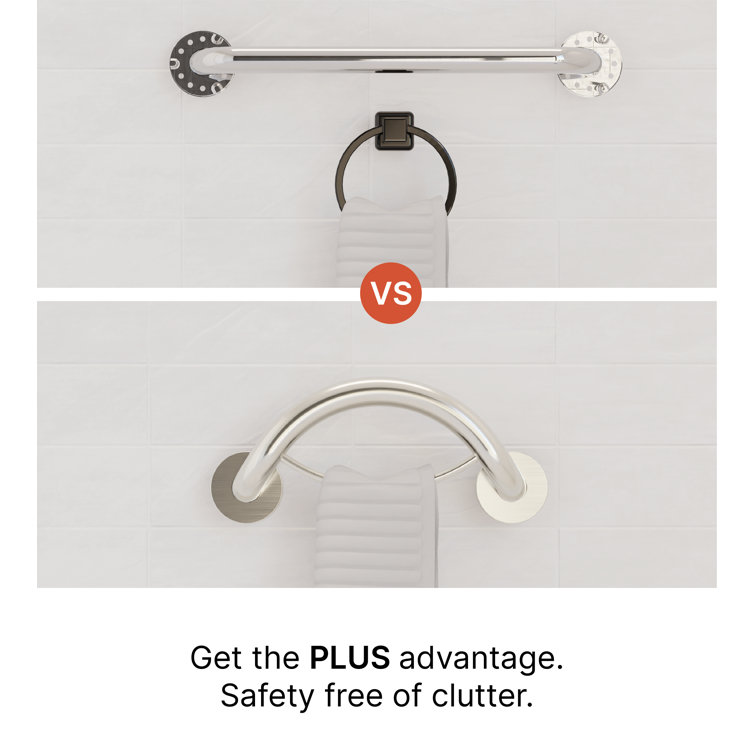 Matte Black Stainless Steel Bathroom Safety Grab Bar and Towel Ring