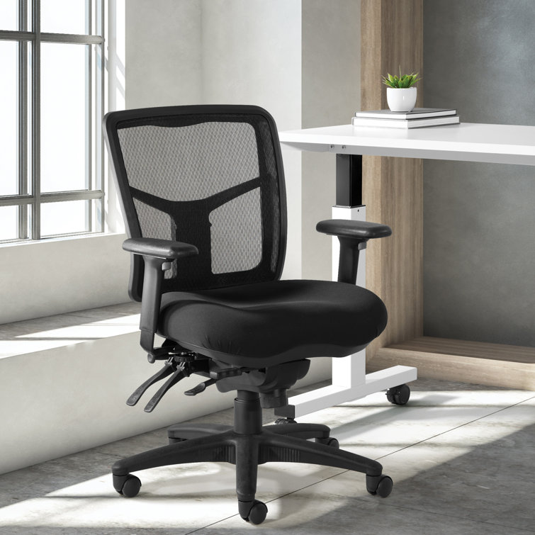 Black Mesh and Fabric Adjustable Executive Office Chair